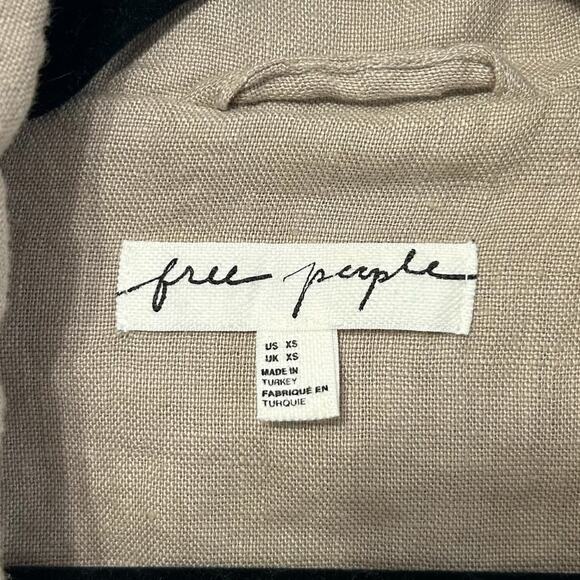 Free People Can't Get Enough Linen Blazer Women's Sz XS Beige Oversized Career - Picture 3 of 7